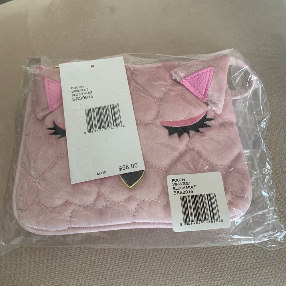 NWT Betsey Johnson Pouch/Wristlet in Blush/Multi